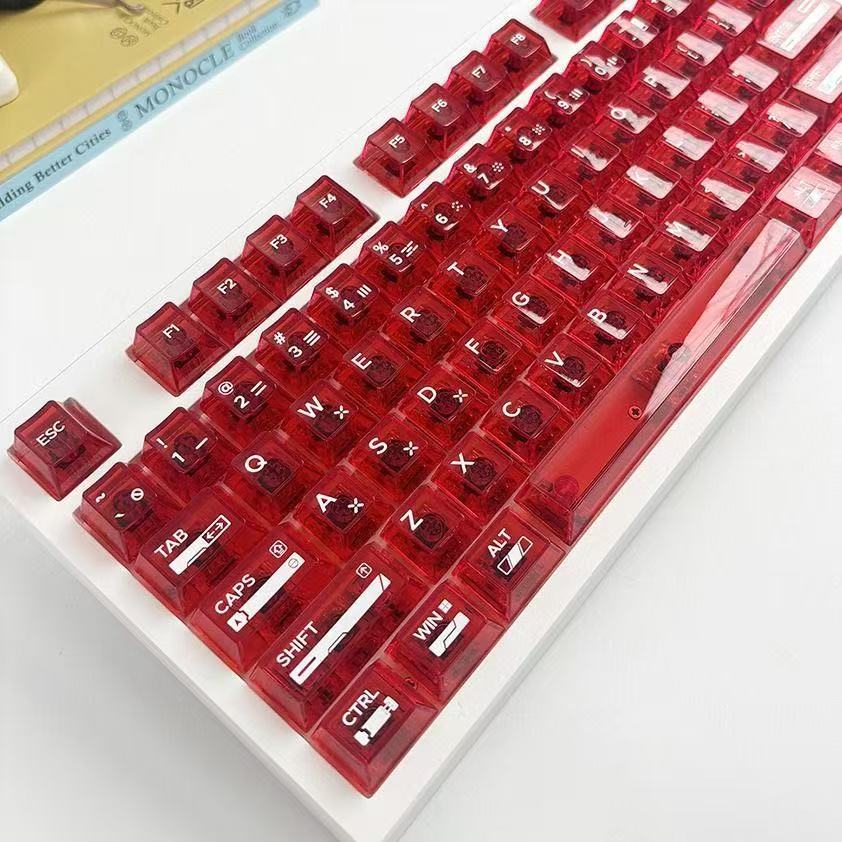 PC Transparent Keycaps Cherry Red/Black/Purple 122keys keycap set Suitable for 80%/85%/100% Keyboards