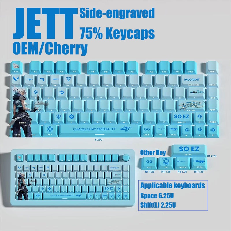 Valorant reyna/clove/sage/jett keycaps 75% keycap set