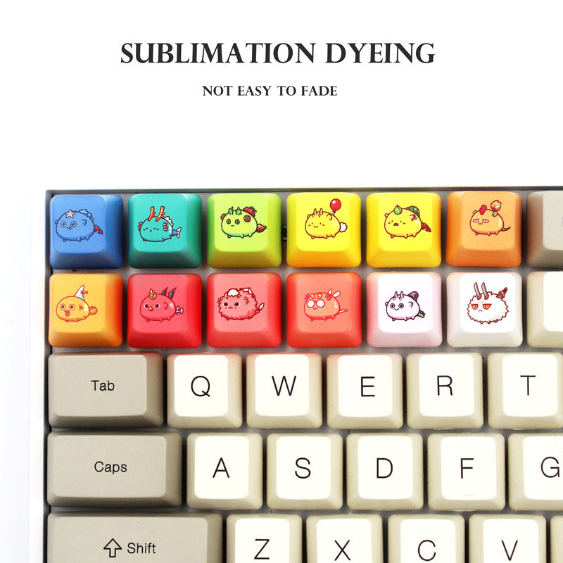 Cartoon Keycaps, PBT Keycaps 6/12 Keys Set Custom Keycap Set, DIY Keycaps OEM Profile, Universal Compatiability for 100%, 75%, 65%, 60% Keyboard-Rainbow color