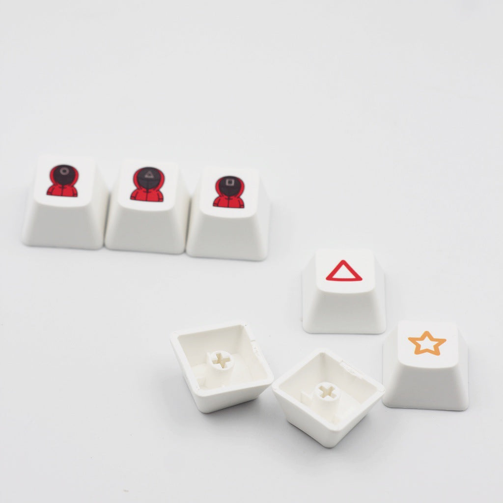 7 Pcs Game-Themed Cartoon Keycap Set (PBT Material) – 4 Arrow Keys+3 Function Keys