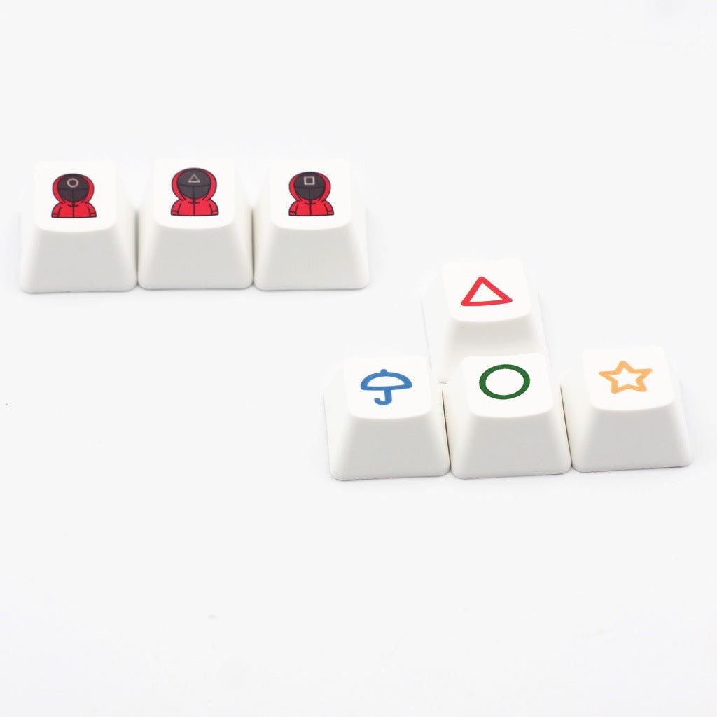 7 Pcs Game-Themed Cartoon Keycap Set (PBT Material) – 4 Arrow Keys+3 Function Keys