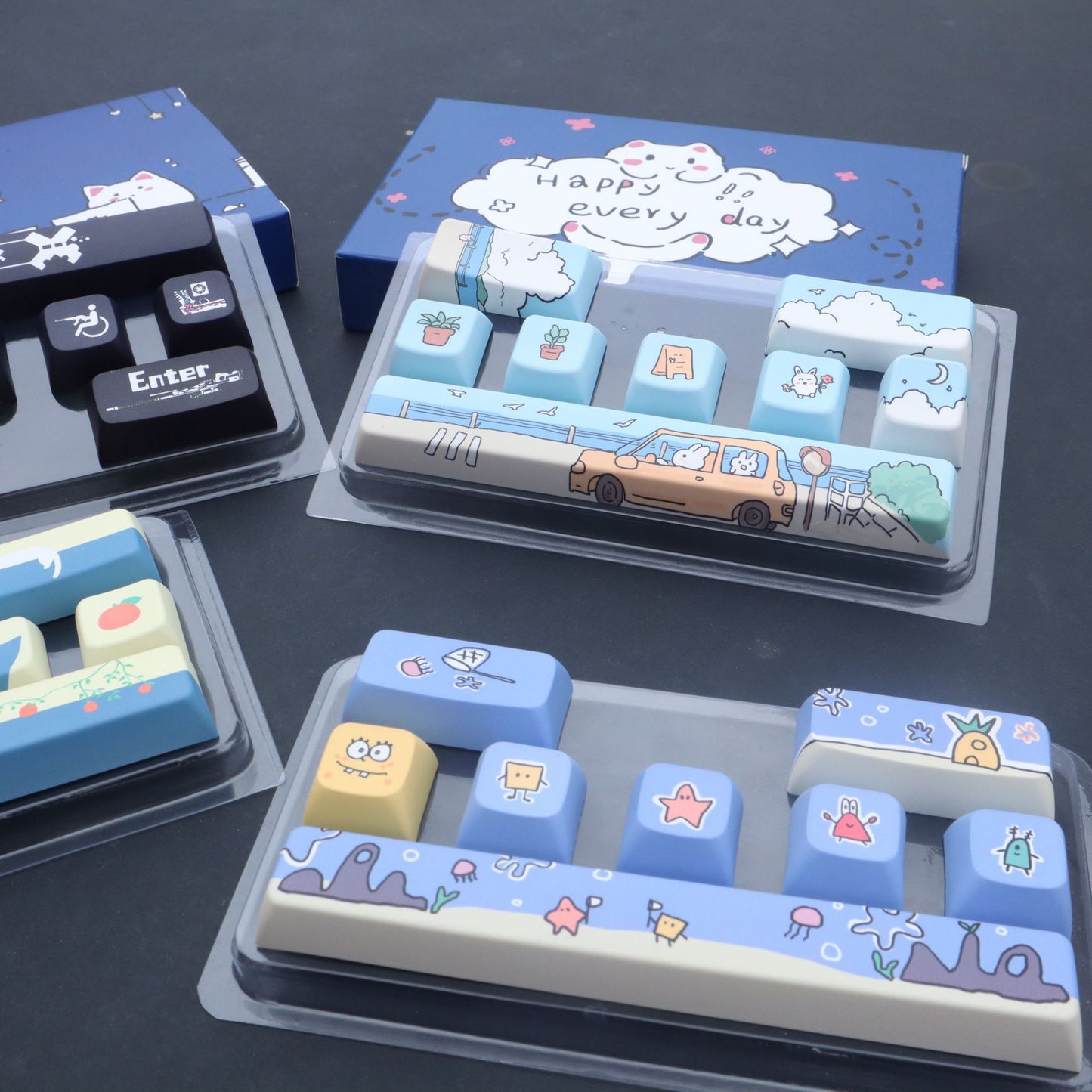 Cartoon Graffiti Custom Keycap for Mechanical Keyboard – PBT 5-Sided Dye-Sub ESC, Enter, and Arrow Key Replacements