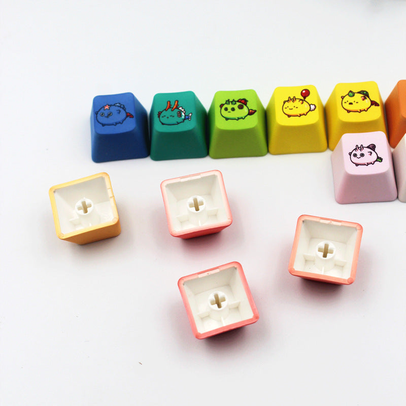 Cartoon Keycaps, PBT Keycaps 6/12 Keys Set Custom Keycap Set, DIY Keycaps OEM Profile, Universal Compatiability for 100%, 75%, 65%, 60% Keyboard-Rainbow color