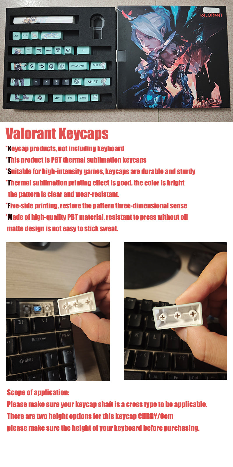VaLorant Themed Keycaps TEJOAgent Custom Keycap Keyboard Set 29 Keys
