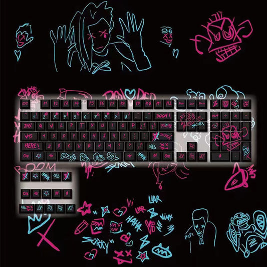 League of Legends KeyCaps Set JINX Character Skills 84/105/123 Keys Cherry Keycap Set