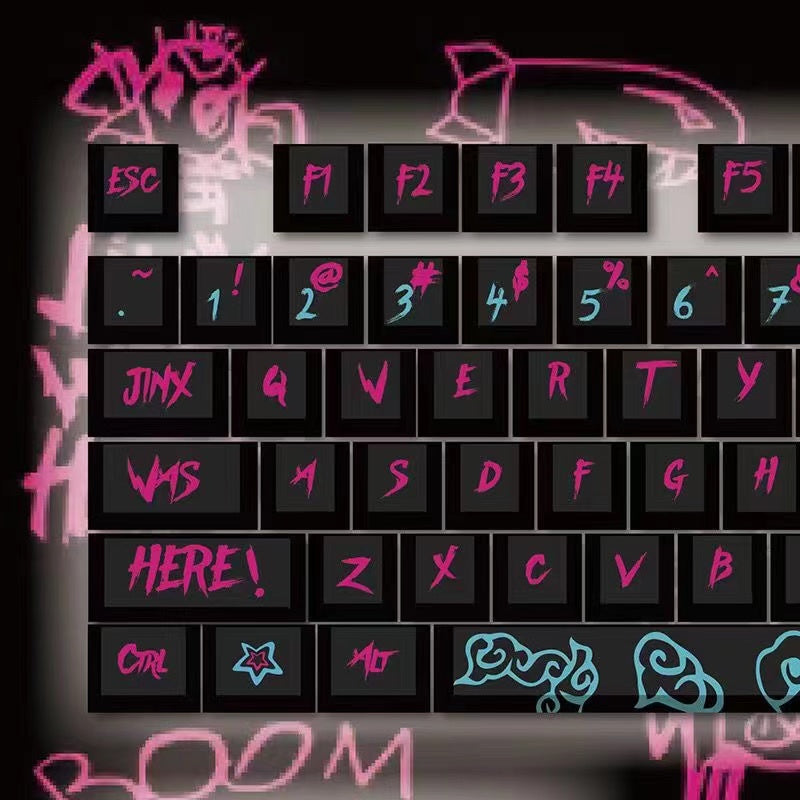 League of Legends KeyCaps Set JINX Character Skills 84/105/123 Keys Cherry Keycap Set