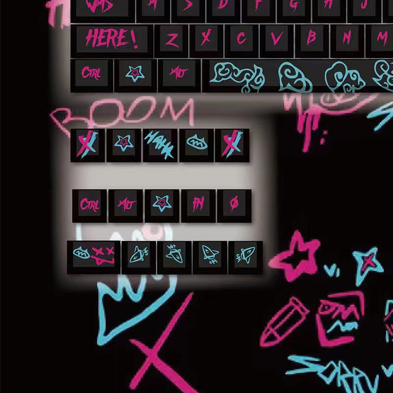 League of Legends KeyCaps Set JINX Character Skills 84/105/123 Keys Cherry Keycap Set