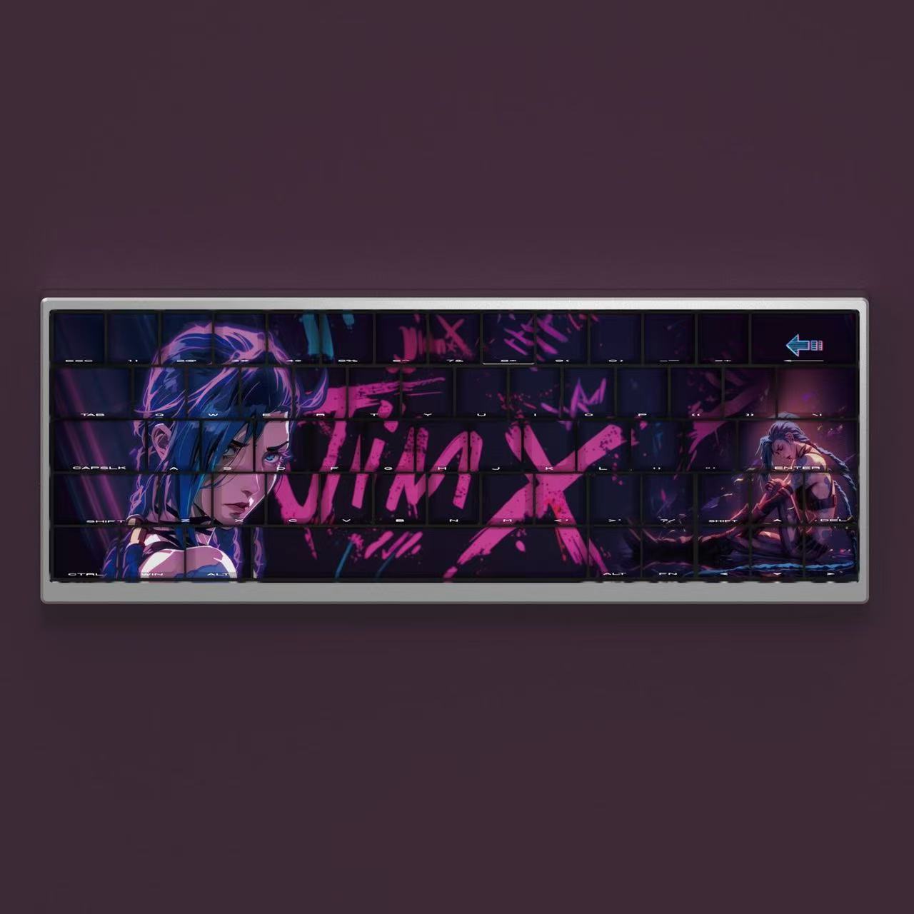 League of legends JINX Cherry keycaps Suitable for 61/63/64/65/68/75/87/98/104/108 keys 60/65/100% keyboard