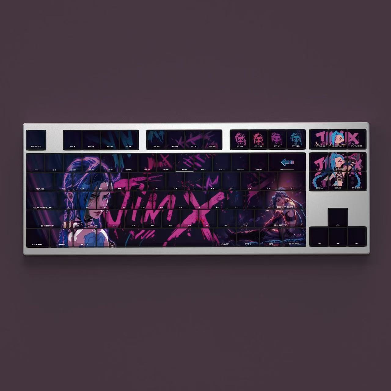 League of legends JINX Cherry keycaps Suitable for 61/63/64/65/68/75/87/98/104/108 keys 60/65/100% keyboard