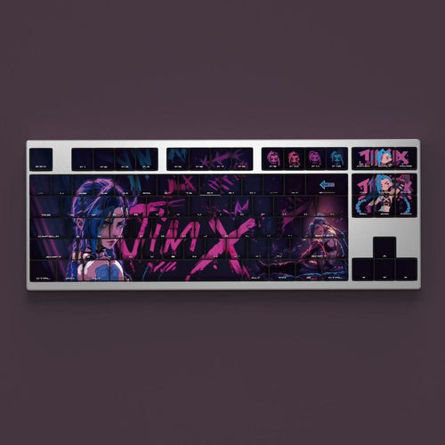 League of legends JINX Cherry keycaps Suitable for 61/63/64/65/68/75/87/98/104/108 keys 60/65/100% keyboard