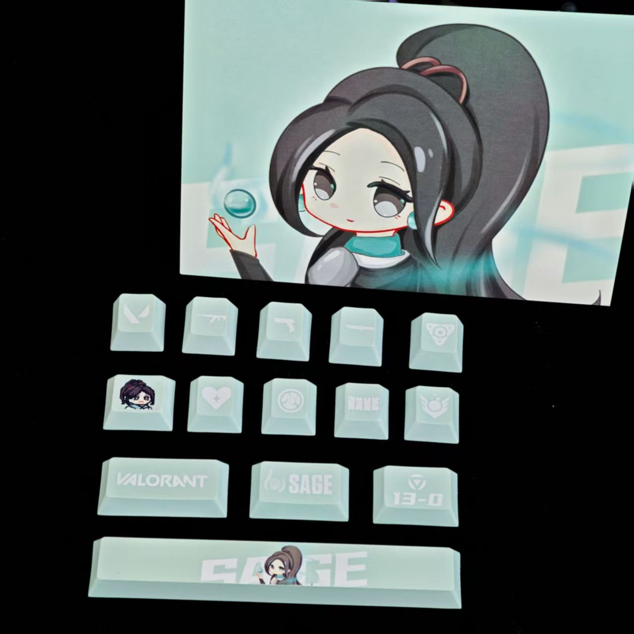 HKB New Style Keycaps for Valorant Sage keycaps 14keys
