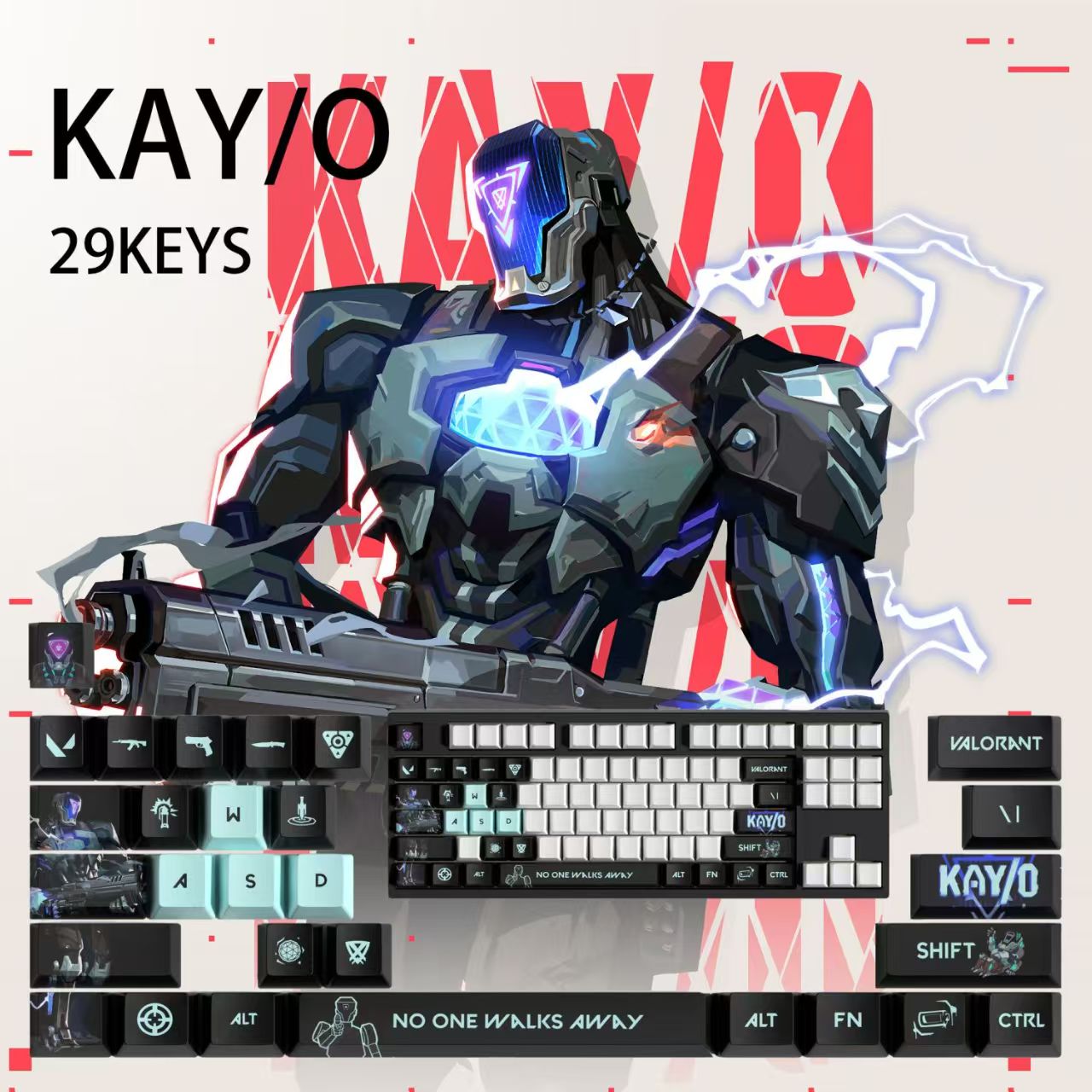 VaLorant Themed Keycaps KAY/O KO Agent Custom Keycap Keyboard Set 29 Keys