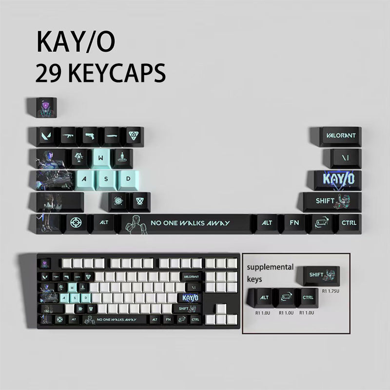 VaLorant Themed Keycaps KAY/O KO Agent Custom Keycap Keyboard Set 29 Keys