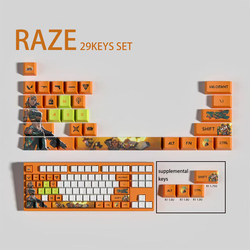 VaLorant Themed Keycaps RAZE Agent Custom Keycap Keyboard Set 29 Keys