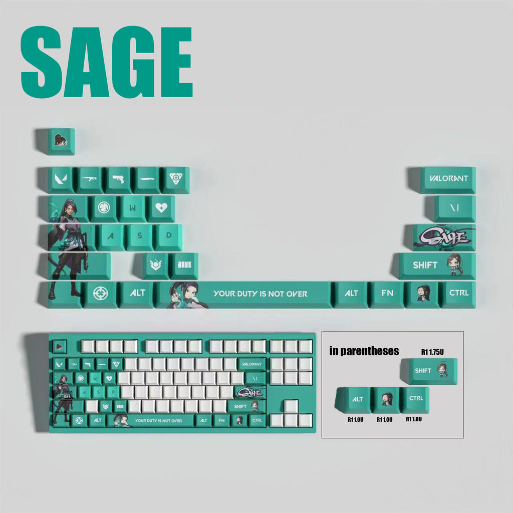 VaLorant Themed Keycaps SAGE Agent Custom Keycap Keyboard Set 29 Keys
