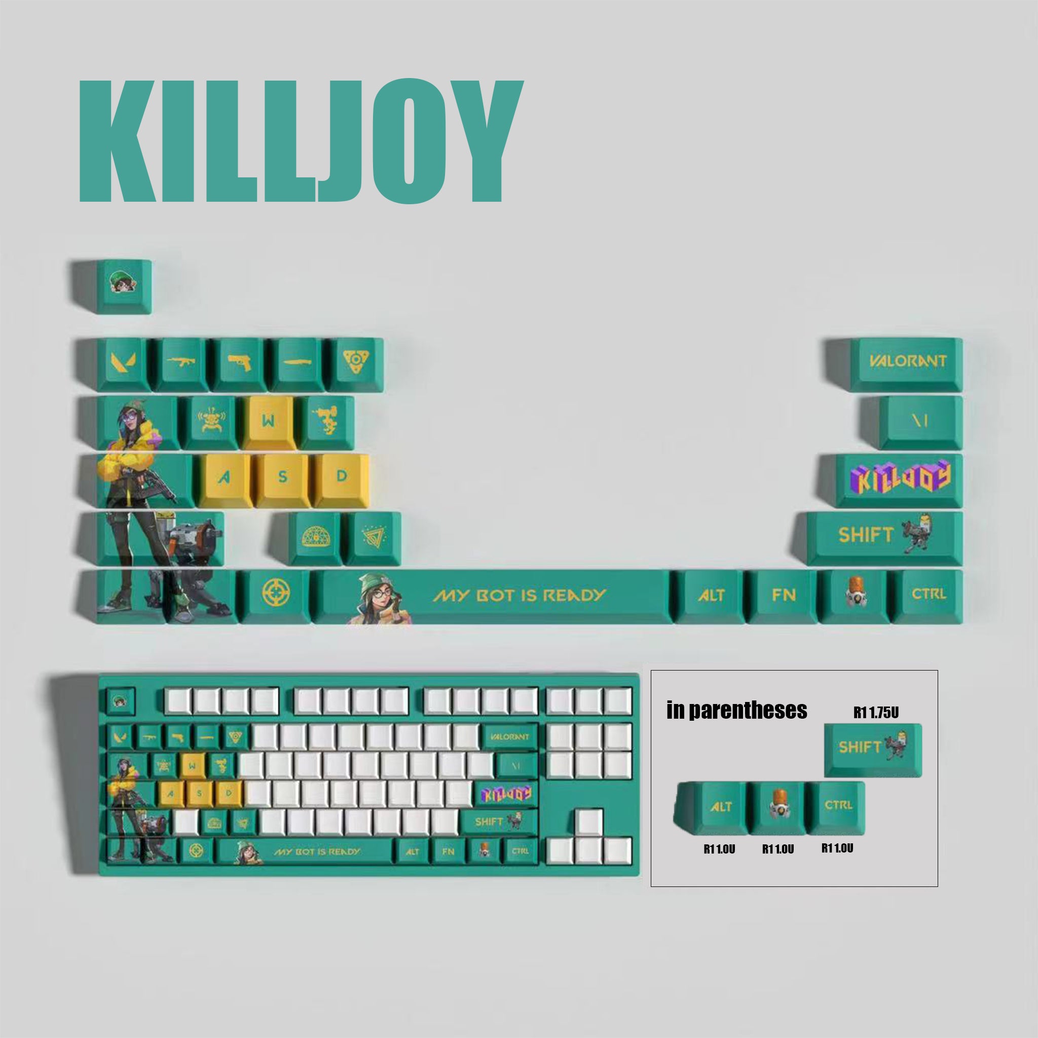 VaLorant Themed Keycaps KILLJOY Agent Custom Keycap Keyboard Set 29 Keys