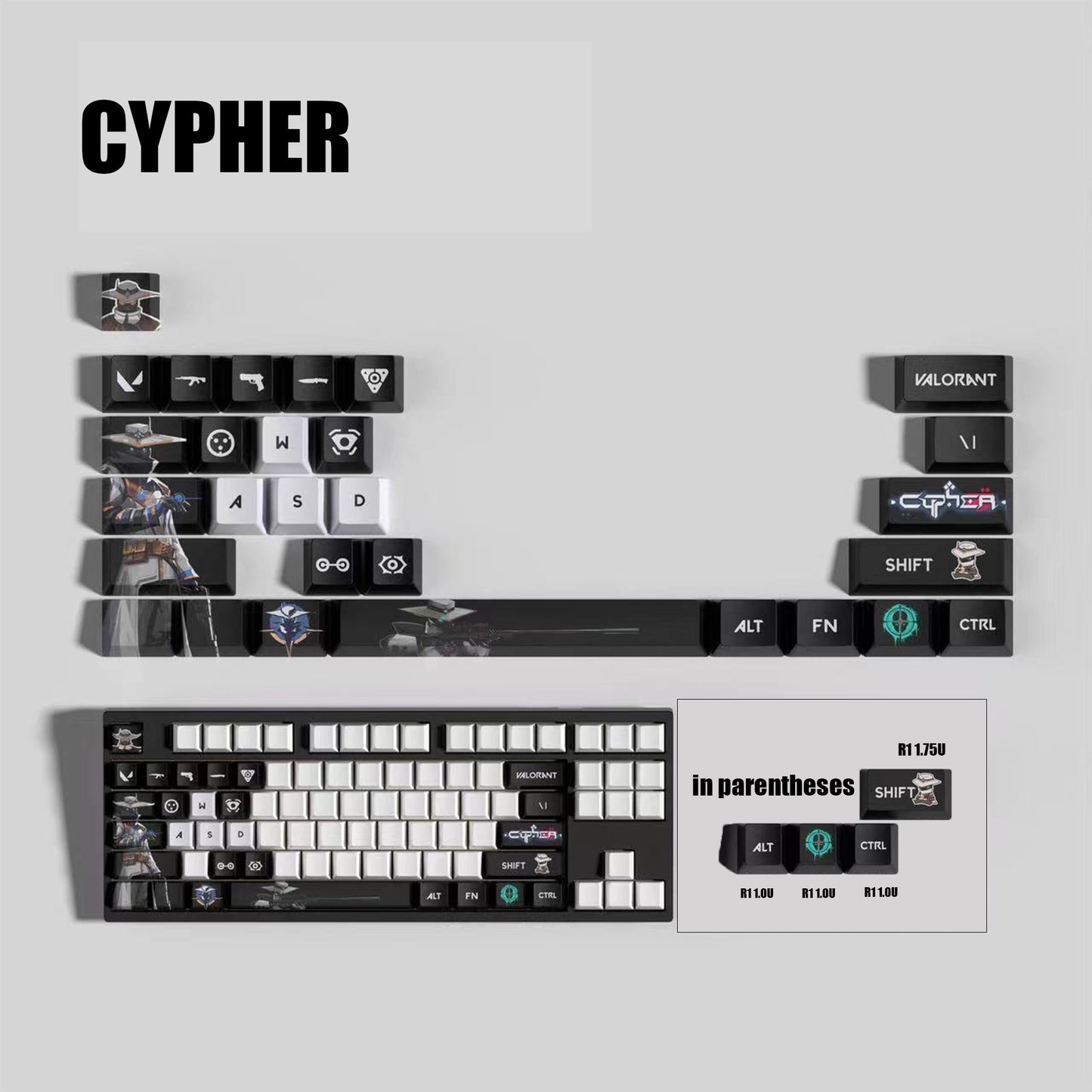 VaLorant Themed Keycaps CYPHER Agent Custom Keycap Keyboard Set 29 Keys