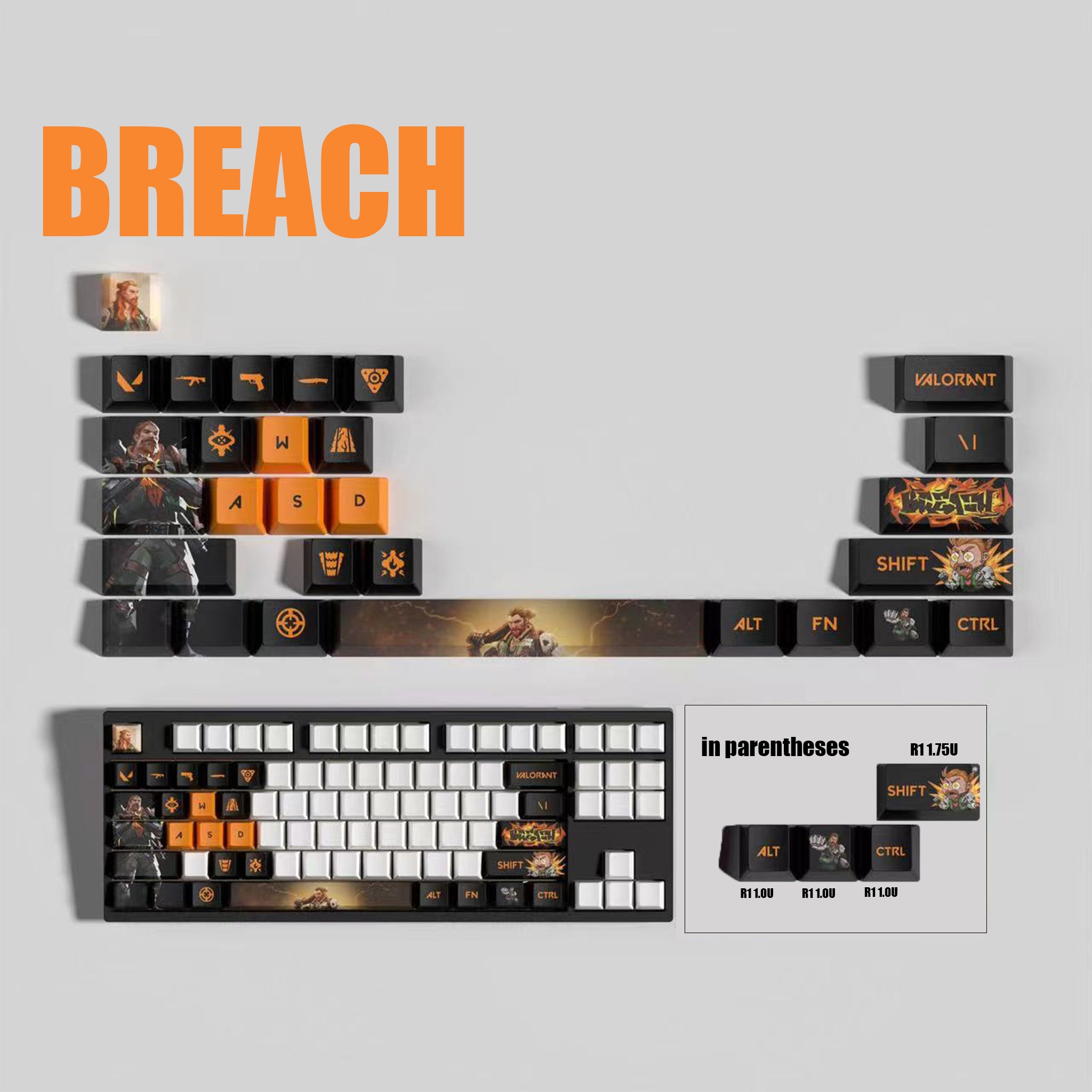 VaLorant Themed Keycaps BREACH Agent Custom Keycap Keyboard Set 29 Keys