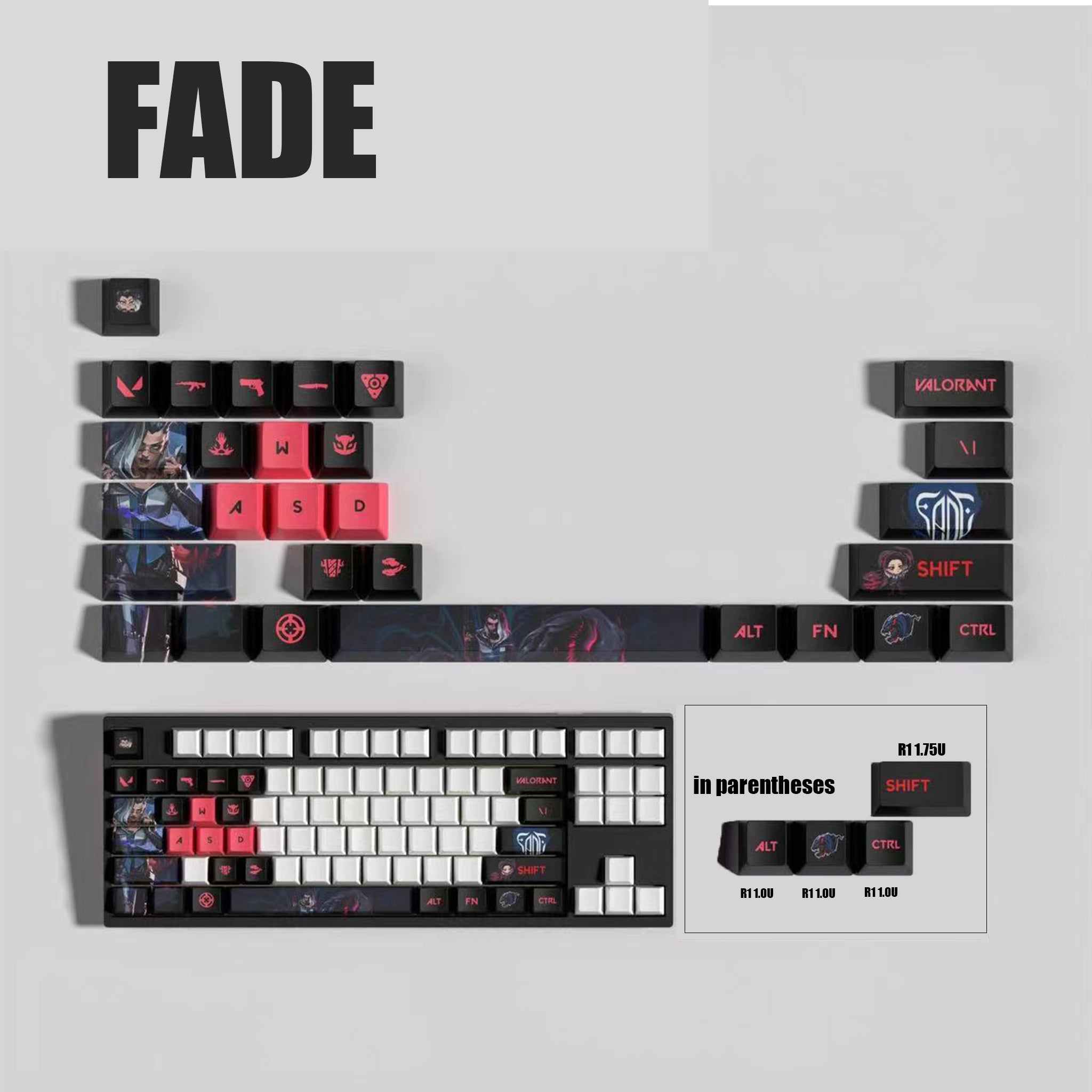 VaLorant Themed Keycaps FADE Agent Custom Keycap Keyboard Set 29 Keys