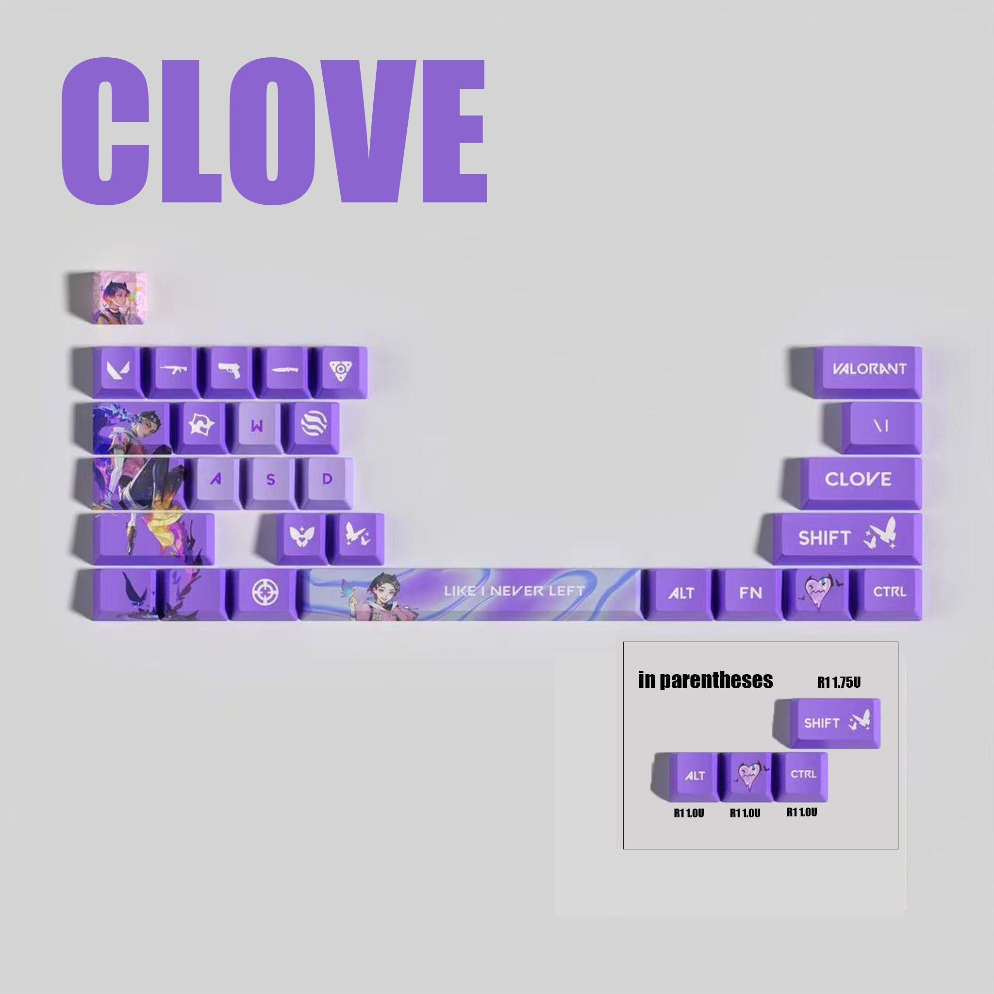 VaLorant Themed Keycaps CLOVE Agent Custom Keycap Keyboard Set 29 Keys