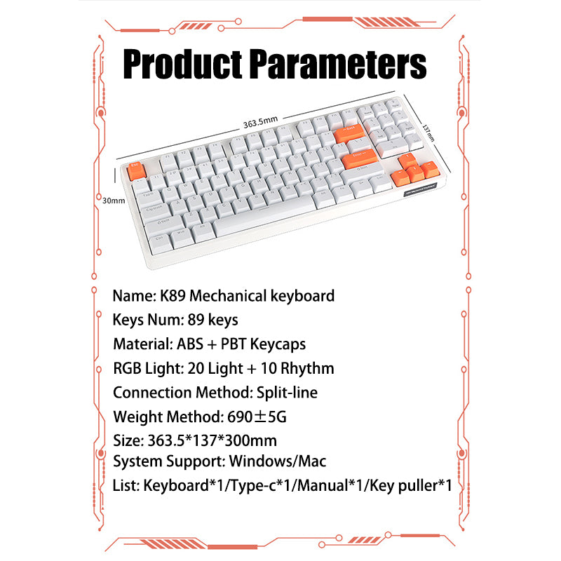 HITKB OEM Gaming Keyboard K89 Mechanical Keyboard