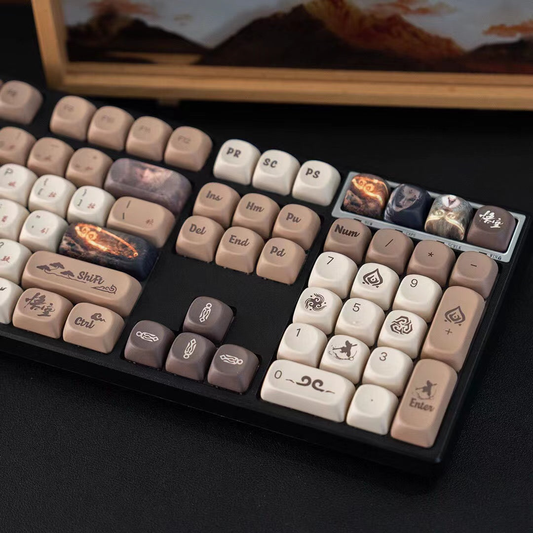 Black mythh ：wukong keycaps 140 keys gaming theme keycap set Suitable for various mechanical keyboards