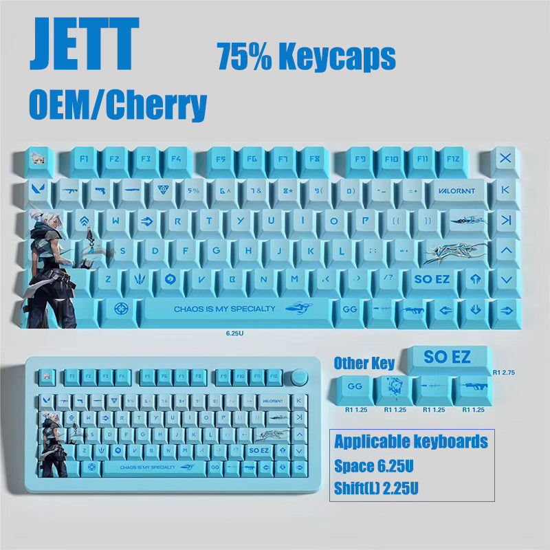 Valorant reyna/clove/sage/jett keycaps 75% keycap set
