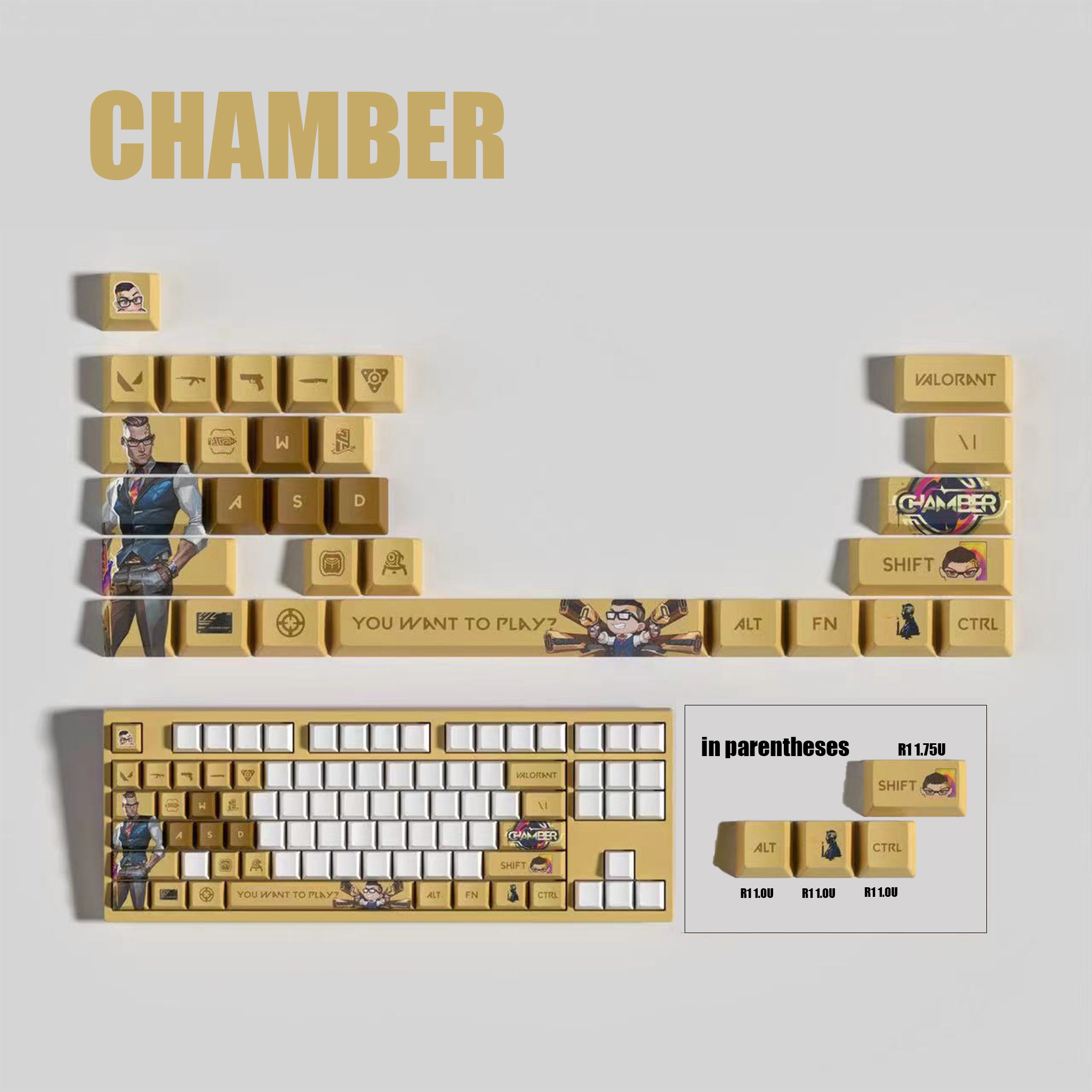VaLorant Themed Keycaps CHAMBER Agent Custom Keycap Keyboard Set 29 Keys