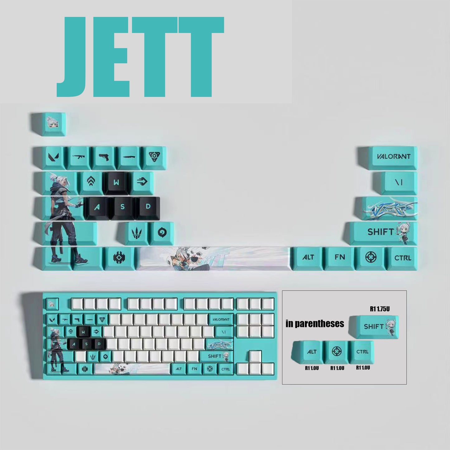 VaLorant Themed Keycaps JETT Agent Custom Keycap Keyboard Set 29 Keys