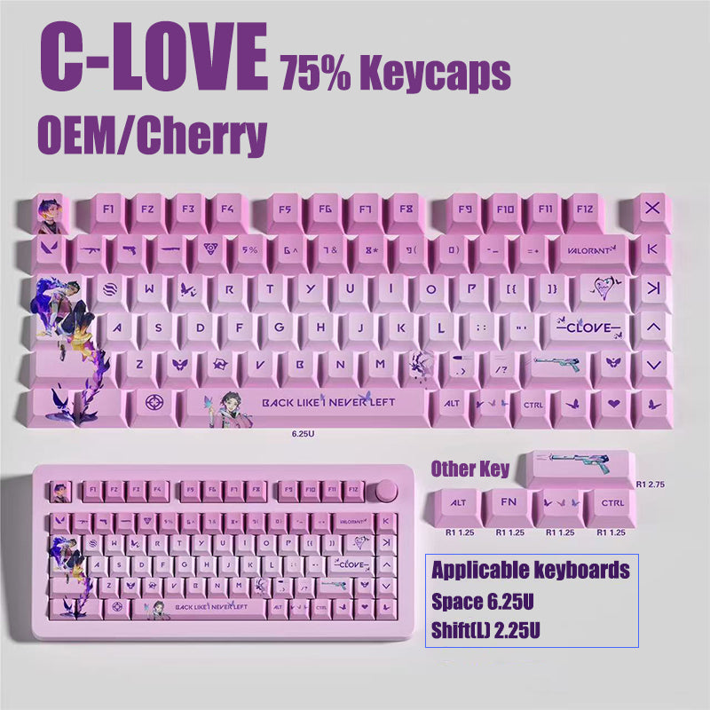 Valorant reyna/clove/sage/jett keycaps 75% keycap set