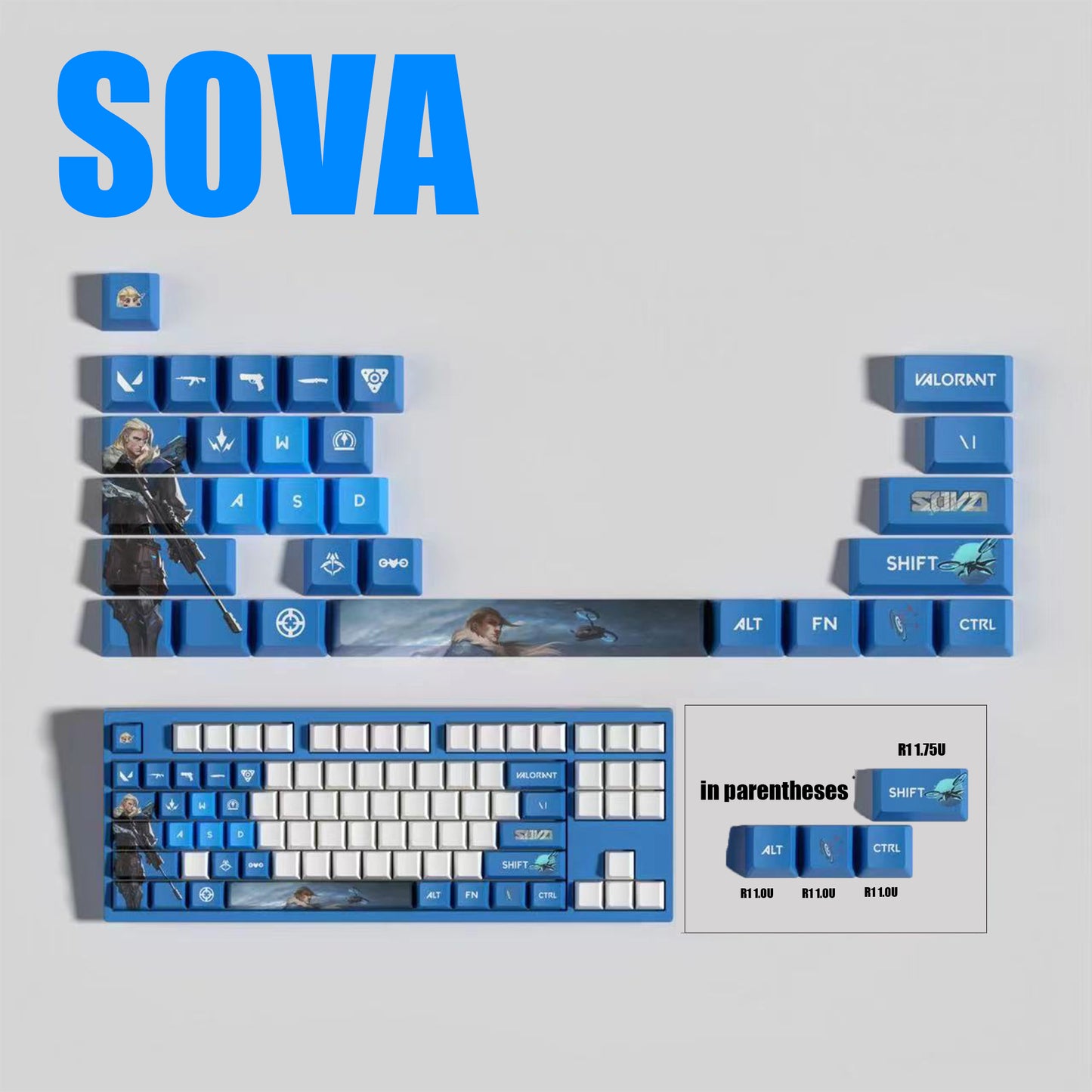 VaLorant Themed Keycaps SOVA Agent Custom Keycap Keyboard Set 29 Keys