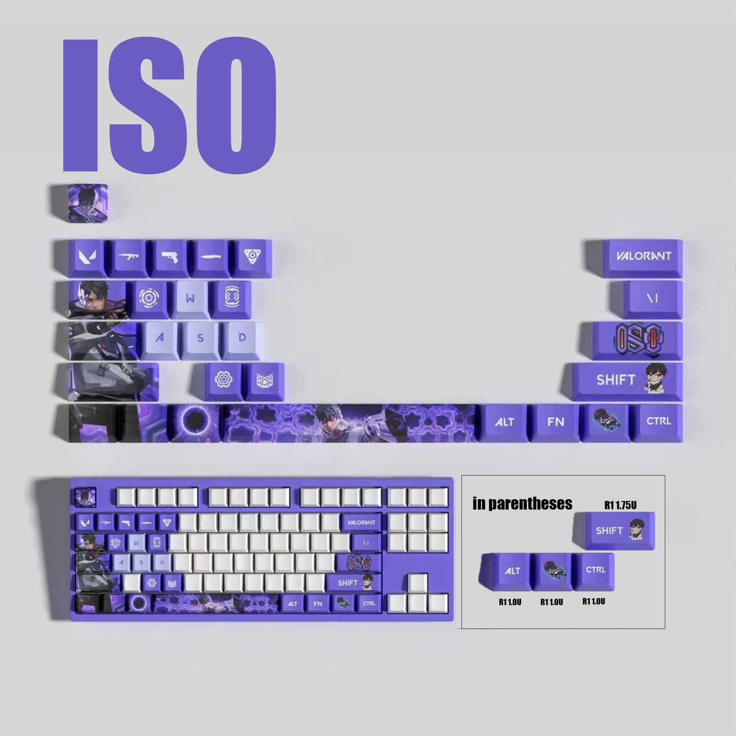 VaLorant Themed Keycaps ISO Agent Custom Keycap Keyboard Set 29 Keys