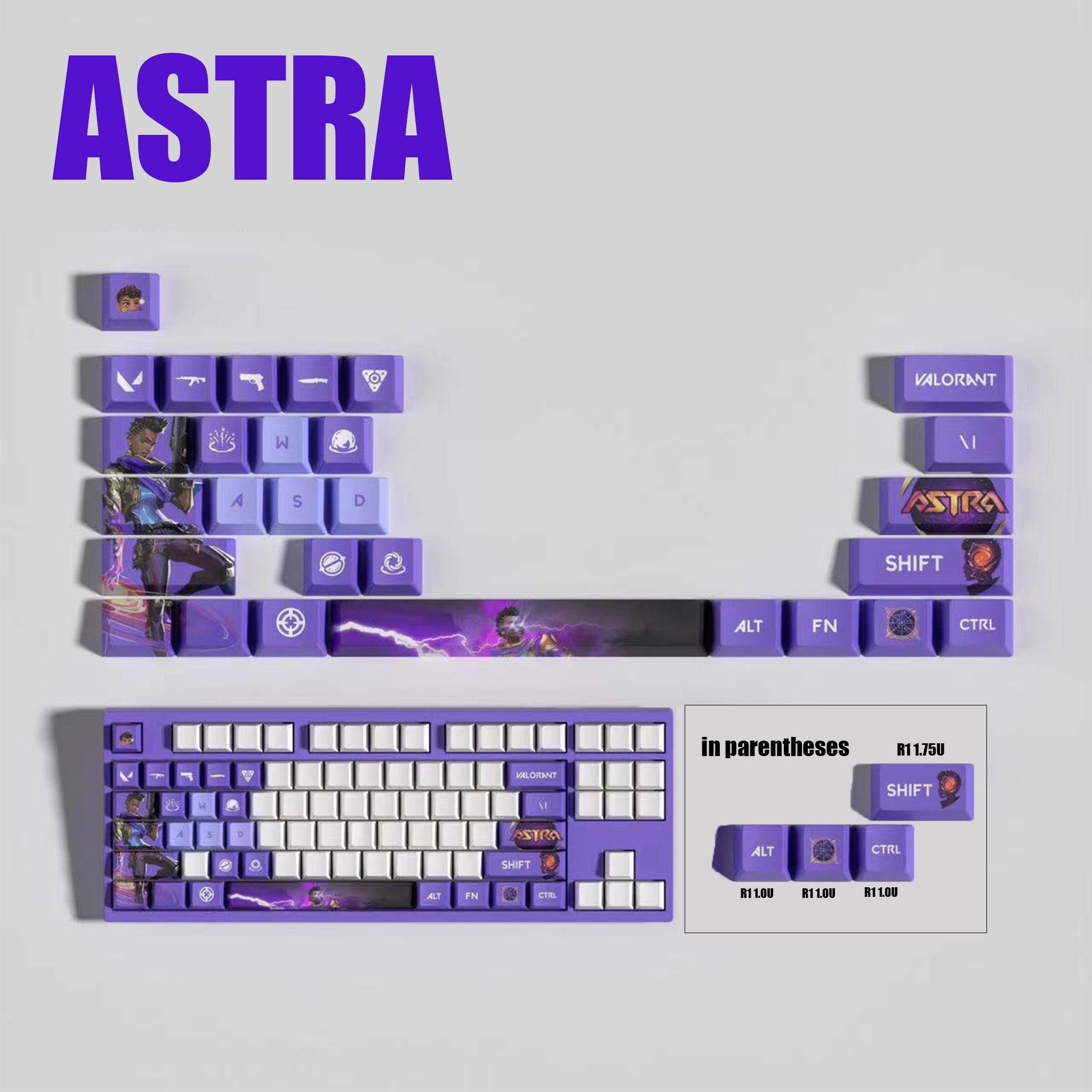 VaLorant Themed Keycaps ASTRA Agent Custom Keycap Keyboard Set 29 Keys