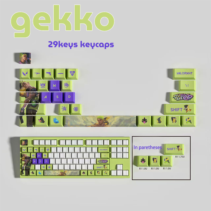 VaLorant Themed Keycaps GEKKO Agent Custom Keycap Keyboard Set 29 Keys