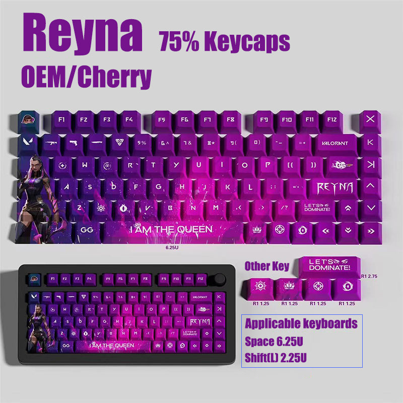 Valorant reyna/clove/sage/jett keycaps 75% keycap set