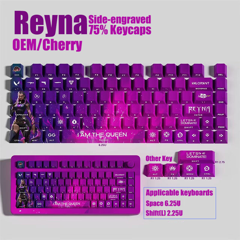 Valorant reyna/clove/sage/jett keycaps 75% keycap set